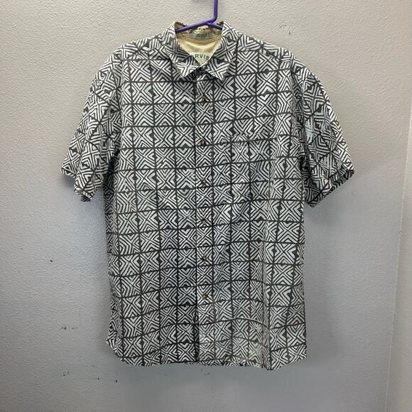 Orvis Shirt Men SZ L Cotton Tribal Print Aztec Southwest Native American Button - Picture 1 of 5